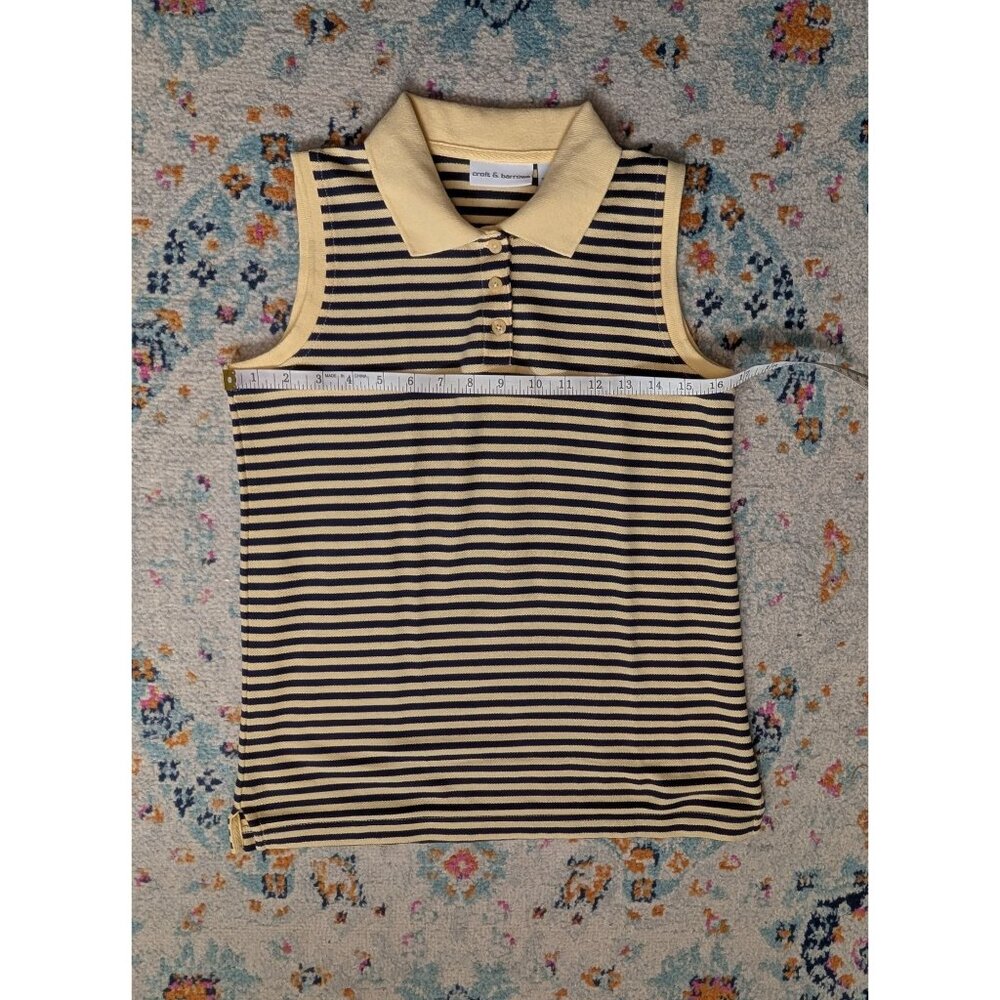 y2k Croft and Barrow Navy and Yellow Striped Sleeveless 100% Cotton Polo - S - Picture 6 of 8